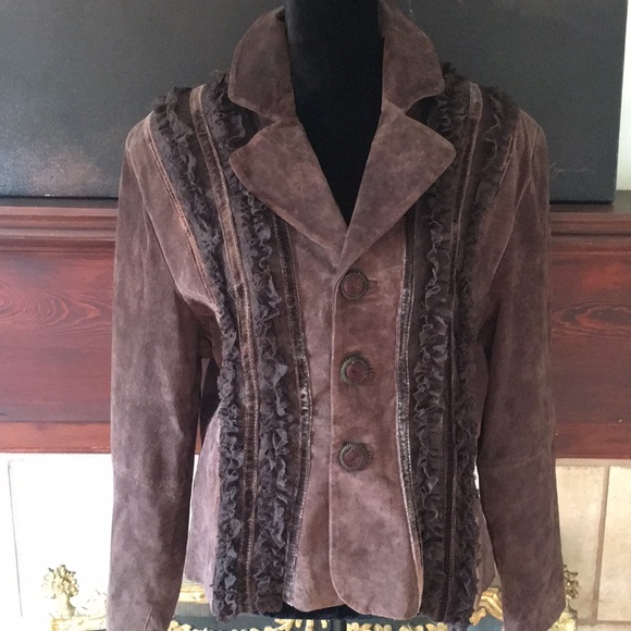 Outerware by Lisa Jackets & Blazers - 🦊 Deep brown suede with velvet and lace accents